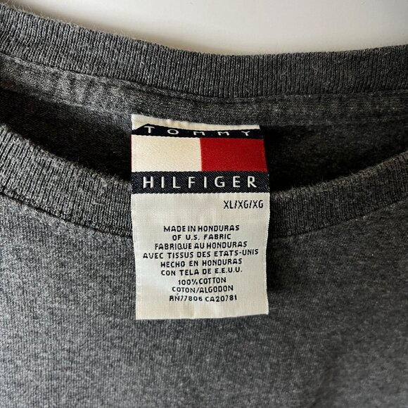 Vintage Tommy Hilfiger T Shirt Gray XL Extra Large Flag Classic Embroidered Tee - Picture 4 of 10